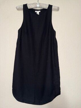 Black Sleeveless Shift Midi Dress Curved Hem